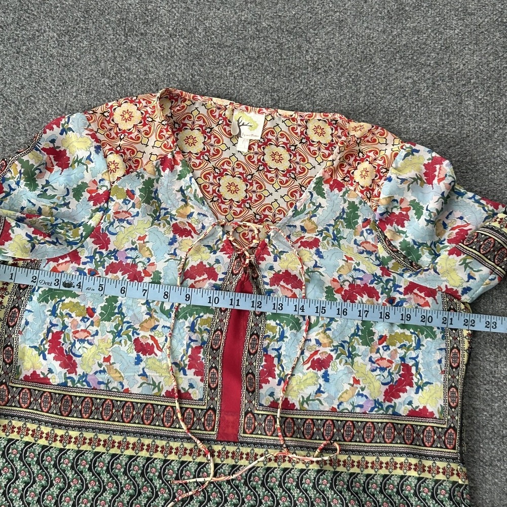 Fig And Flower Blouse Womens Large Multicolor‎ Boho Floral Peasant Top PAT1485 - Picture 7 of 12